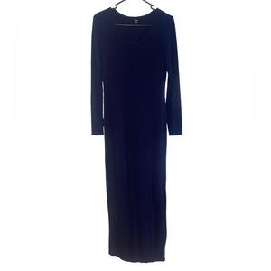 Navy Blue Long-Sleeve Bodycon Maxi Dress Size L